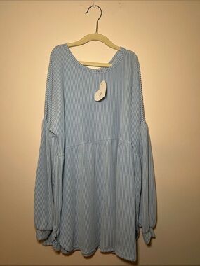 Hayden Girls Light Blue Ribbed Babydoll Sweater Dress